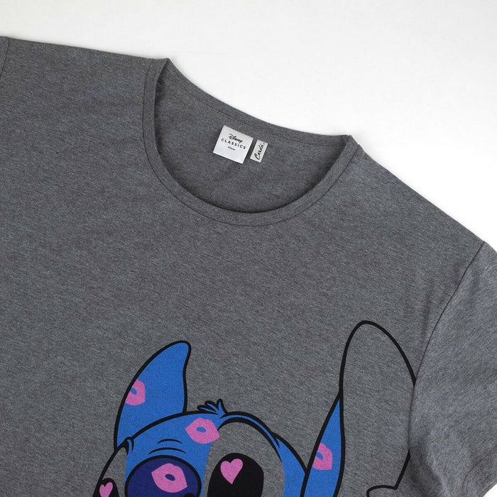 Tricou cu Mânecă Scurtă Femei Stitch Gri închis Gri