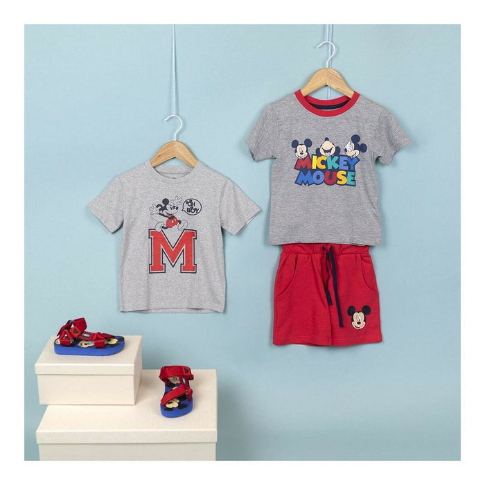 Tricou cu Mânecă Scurtă Mickey Mouse Gri