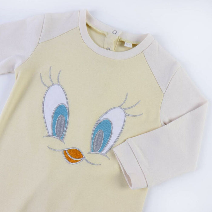 Salopetă cu Mânecă Lungă pentru Bebeluși Looney Tunes Gri Galben