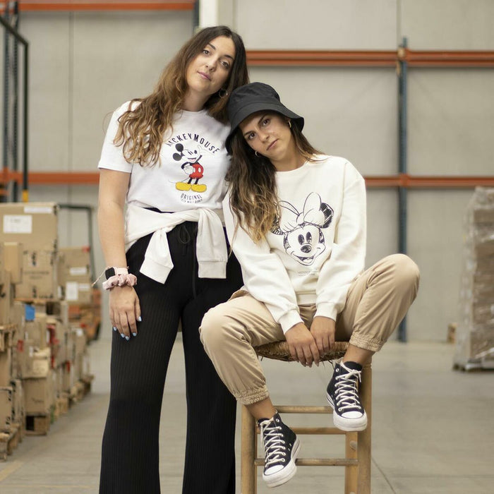 Tricou cu Mânecă Scurtă Femei Mickey Mouse Alb