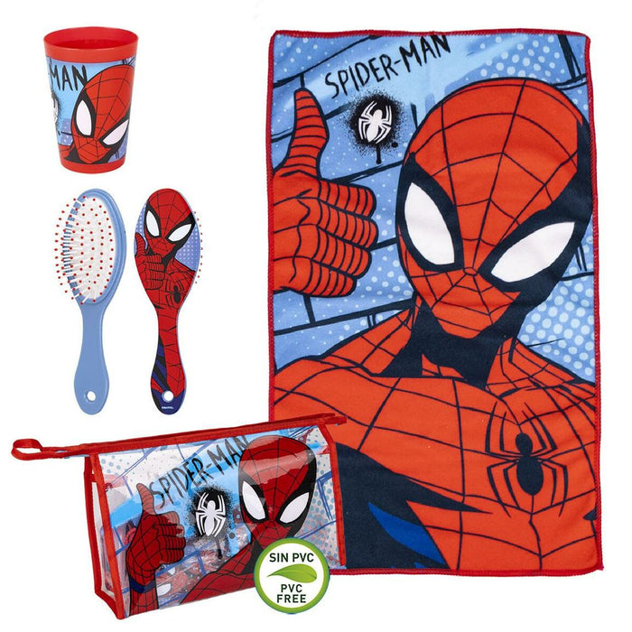 Set de Toaletă pentru Copii de Voiaj Spider-Man 4 Piese Roșu 23 x 15 x 8 cm