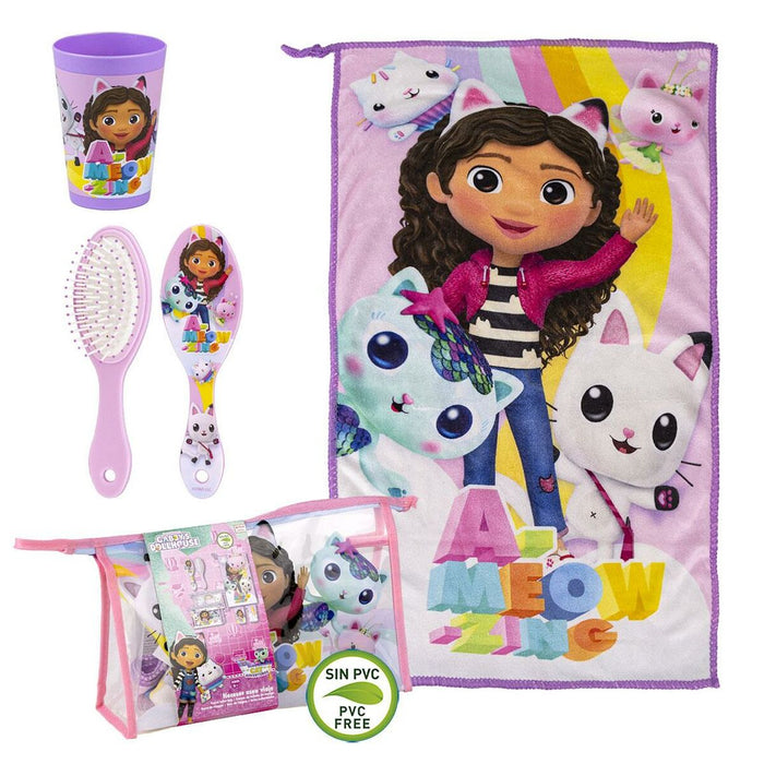 Set de Toaletă pentru Copii de Voiaj Gabby's Dollhouse 4 Piese Roz