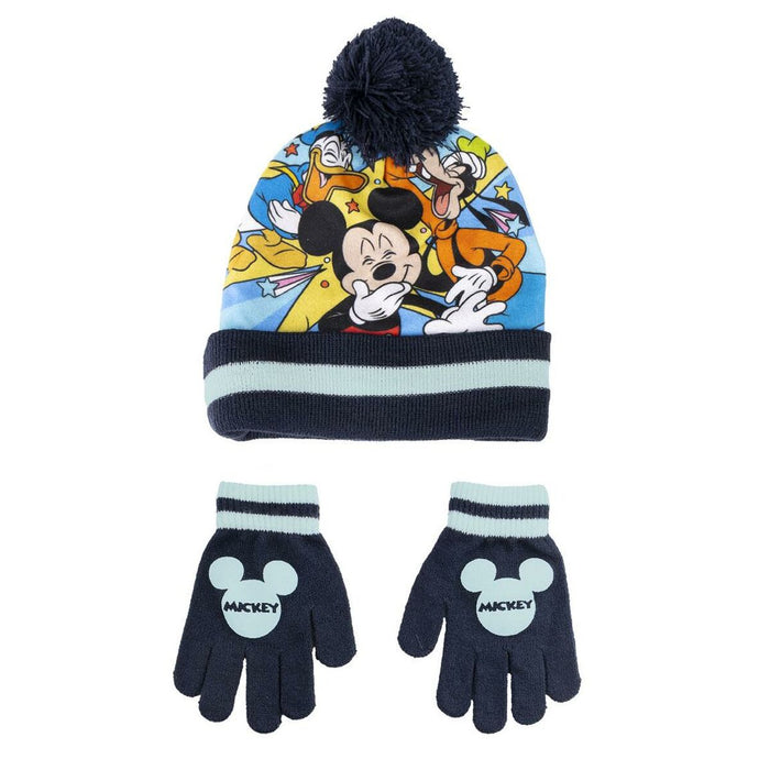 Căciulă și Mănuși Mickey Mouse 2 Piese Albastru închis