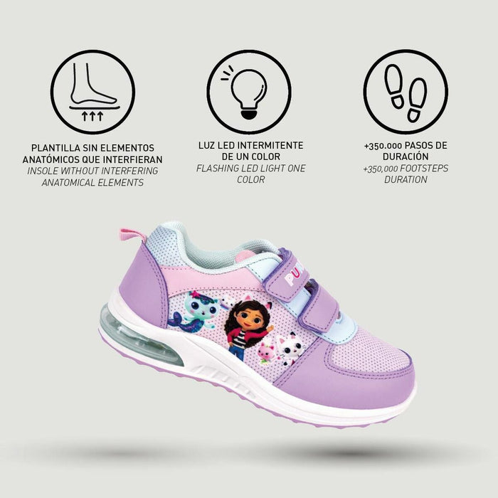 Adidași cu LED Gabby's Dollhouse Velcro Liliachiu