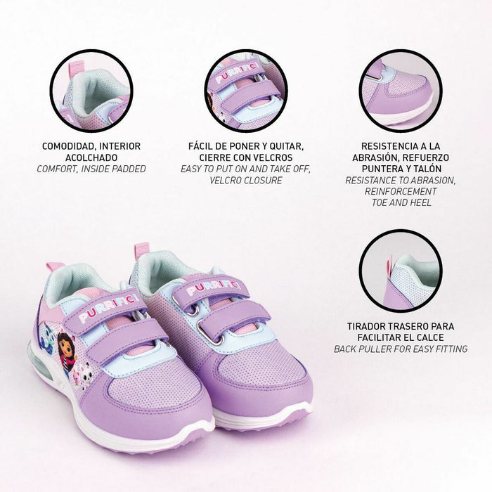 Adidași cu LED Gabby's Dollhouse Velcro Liliachiu