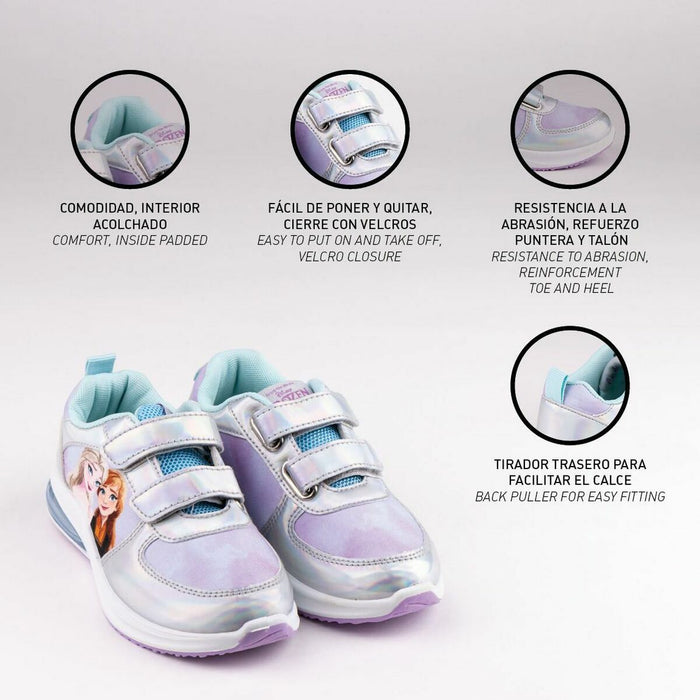 Adidași cu LED Frozen Velcro Argintiu