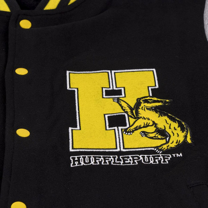 Hanorac fără Glugă Unisex Harry Potter Hufflepuff Gri Negru