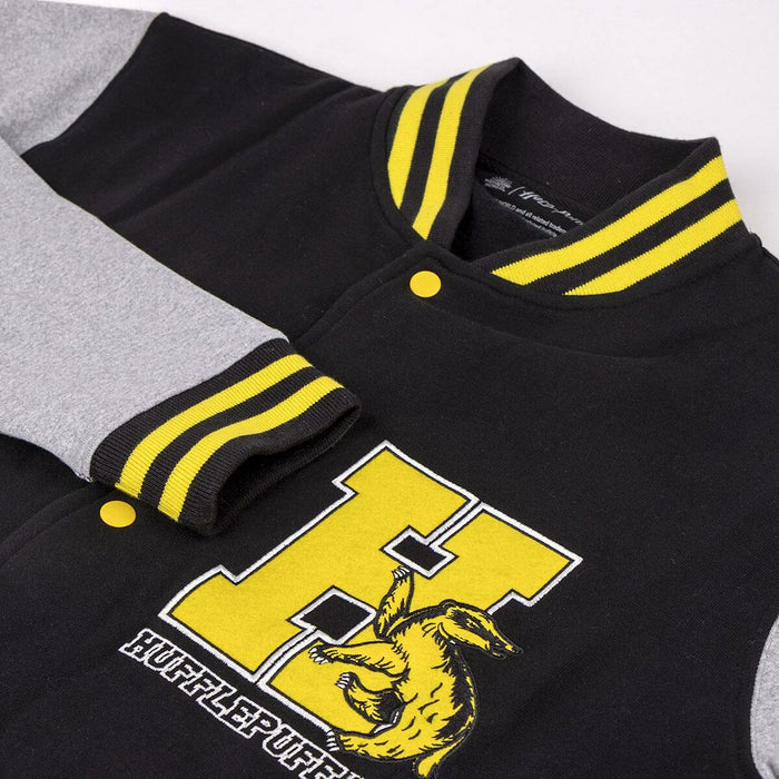 Hanorac fără Glugă Unisex Harry Potter Hufflepuff Gri Negru