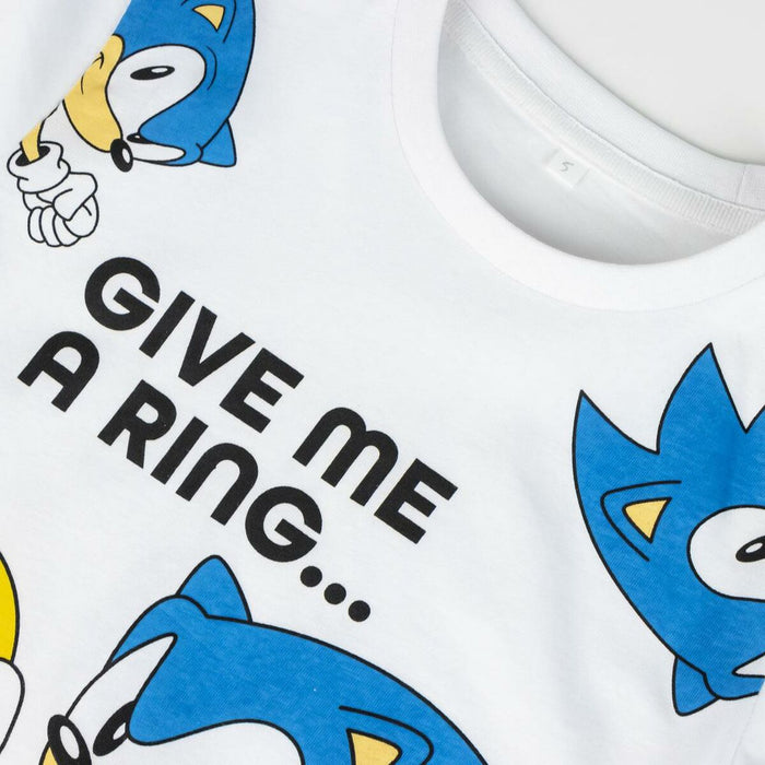 Tricou cu Mânecă Scurtă pentru Copii Sonic Alb