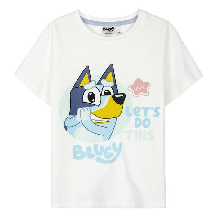 Tricou cu Mânecă Scurtă pentru Copii Bluey Alb