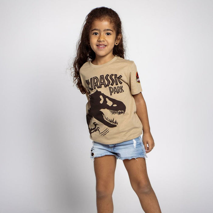 Tricou cu Mânecă Scurtă pentru Copii Jurassic Park Maro