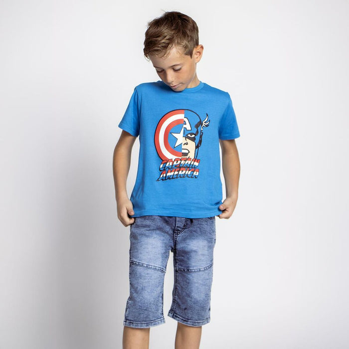 Tricou cu Mânecă Scurtă pentru Copii The Avengers Albastru