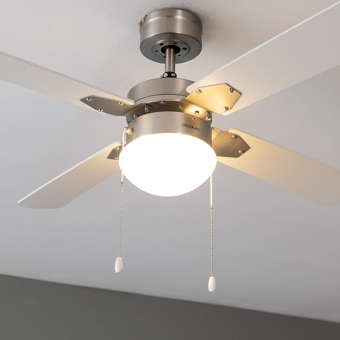 Ventilator de tavan cu iluminare Cecotec EnergySilence Aero 450 IronWhite, 50 W, diametru 106 cm, 3 trepte