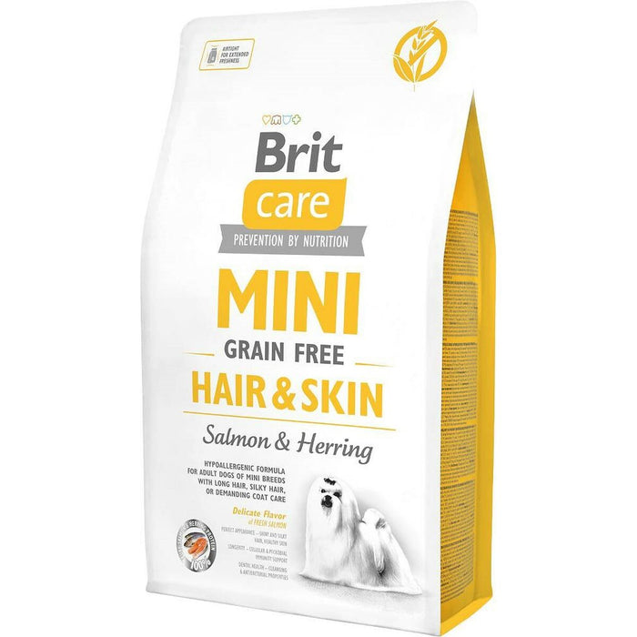 Nutreț Brit Mini Hair&Skin Adult Somon Pește 2 Kg