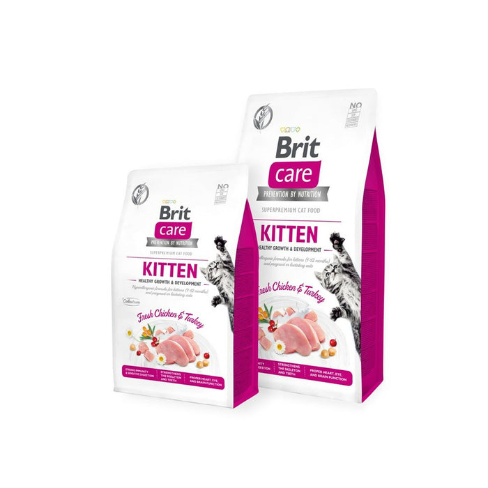 Mâncare pentru pisici Brit  Care Grain Free Kitten Healthy growth and development Adult Pui Curcan 7 kg