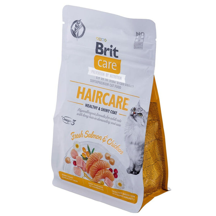 Mâncare pentru pisici Brit Care Grain Free Haircare Healthy & Shiny Coat Adult Pui Somon 400 g