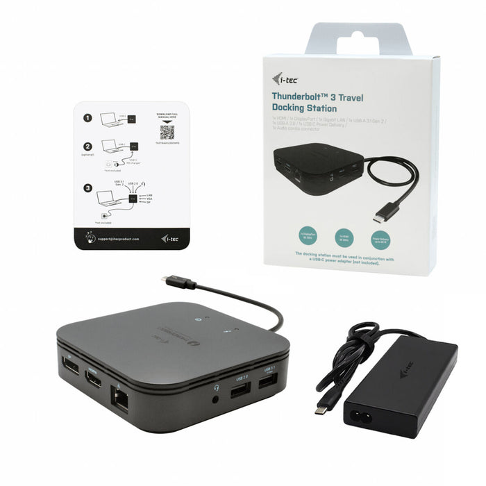 Hub USB i-Tec TB3TRAVELDOCKPD60W Negru 60 W