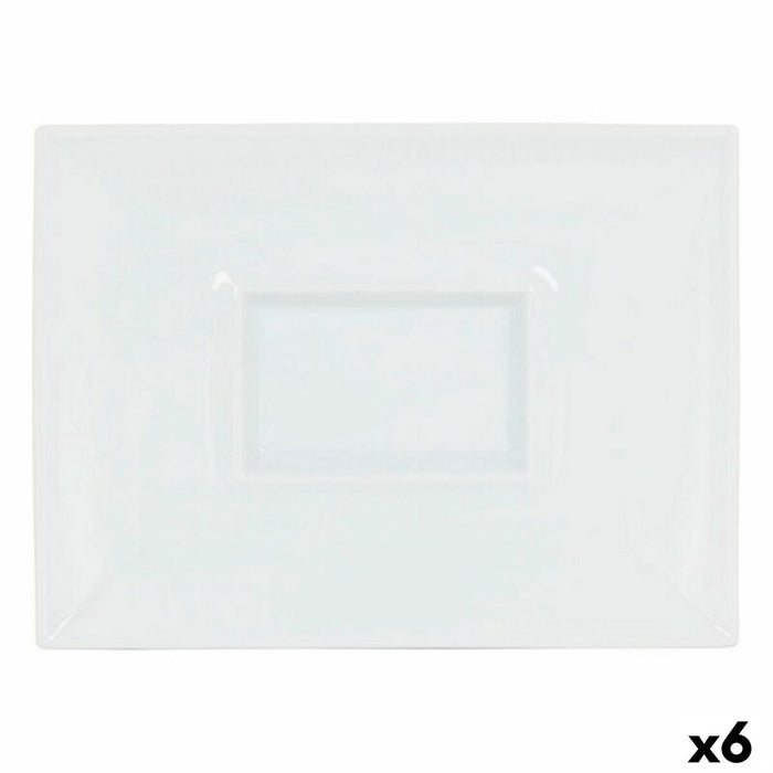 Platou Plat Inde Gourmet Porțelan Alb 29,5 x 22 x 3 cm (6 Unități)