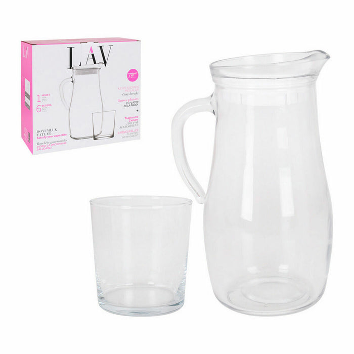 Set LAV Carafă Ochelari Geam 7 Piese (4 Unități) (7 pcs)