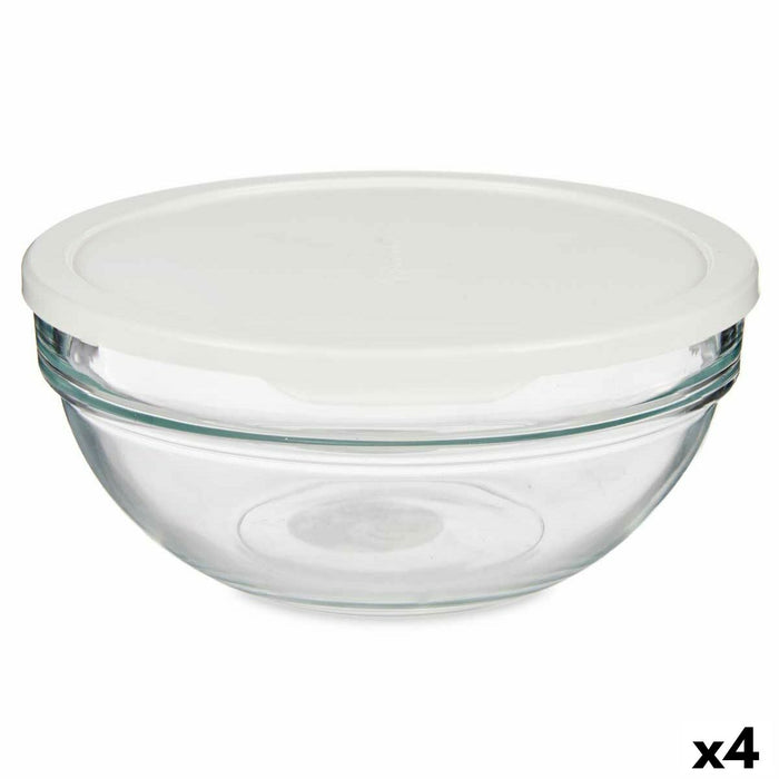 Cutie rotundă pentru prânz cu capac Chefs Alb 1,135 L 17,2 x 7,6 x 17,2 cm (4 Unități)