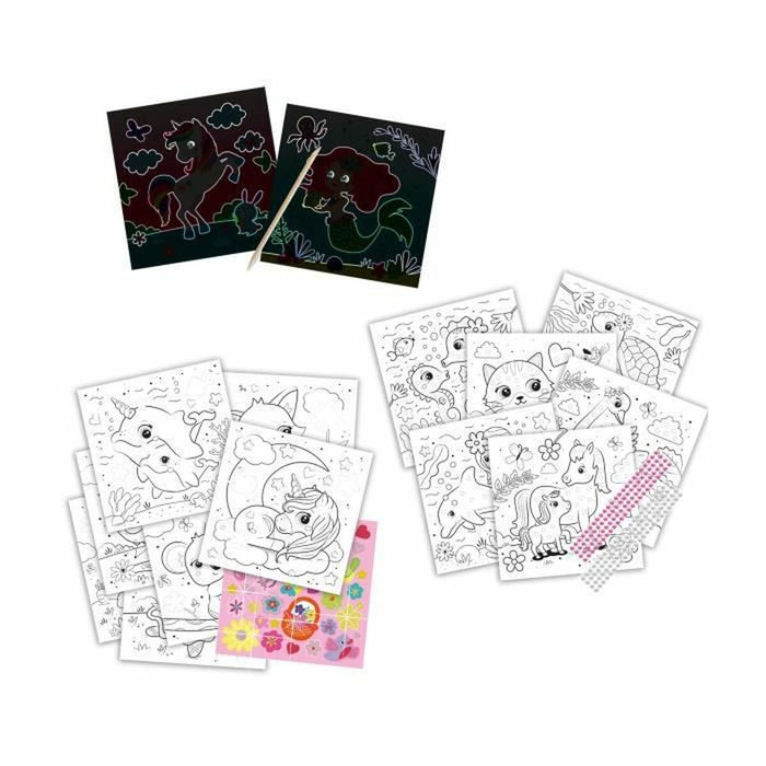 Desene pentru colorat SES Creative Activity Colouring Book Set de autocolante Notebook 3 în 1