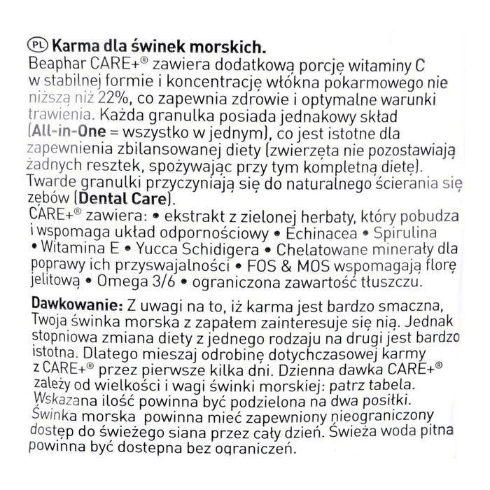 Nutreț Beaphar Care+ Porcușor de Guineea 250 ml 250 g
