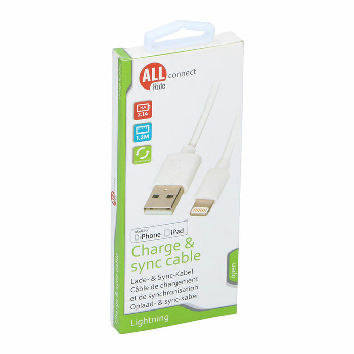 Cablu USB la Lightning All Ride Alb 1,2 m