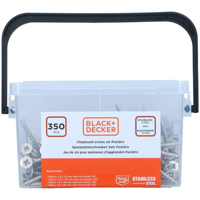 Set de șuruburi Black & Decker Pozidriv Lemn 350 Piese