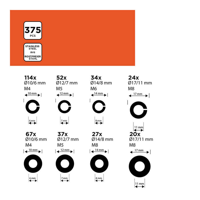 Șaibe Black & Decker Plat Siguranță 375 Piese