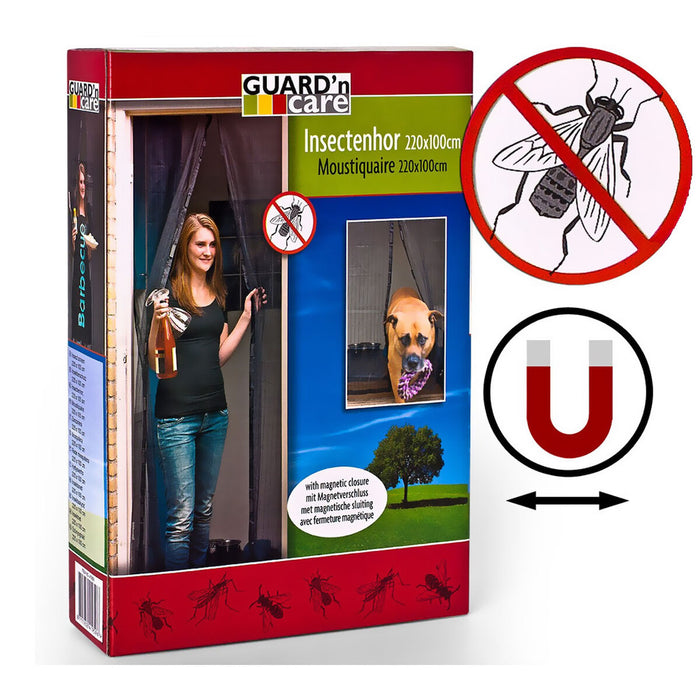 Perdea Împotriva Insectelor Uși Negru Fibră de Sticlă 100 x 220 cm