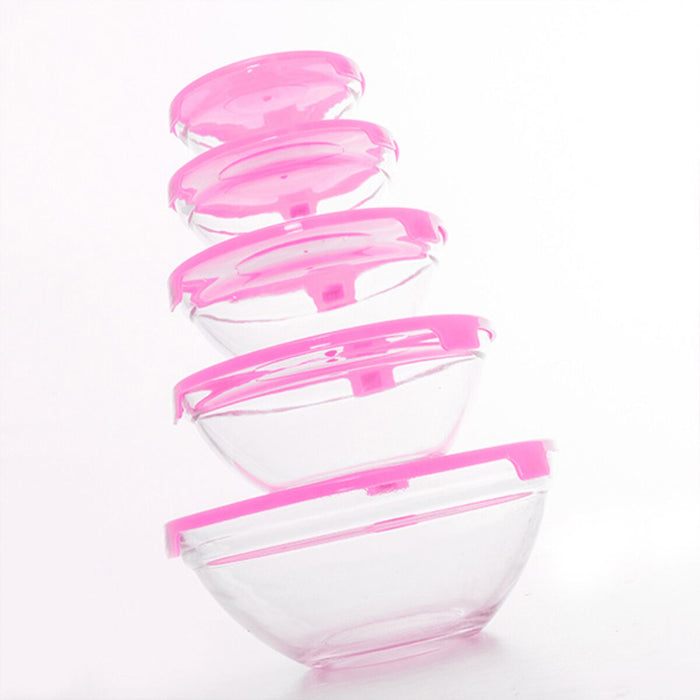 Set de 5 Cutii pentru Prânz Glass EH Albastru Transparent