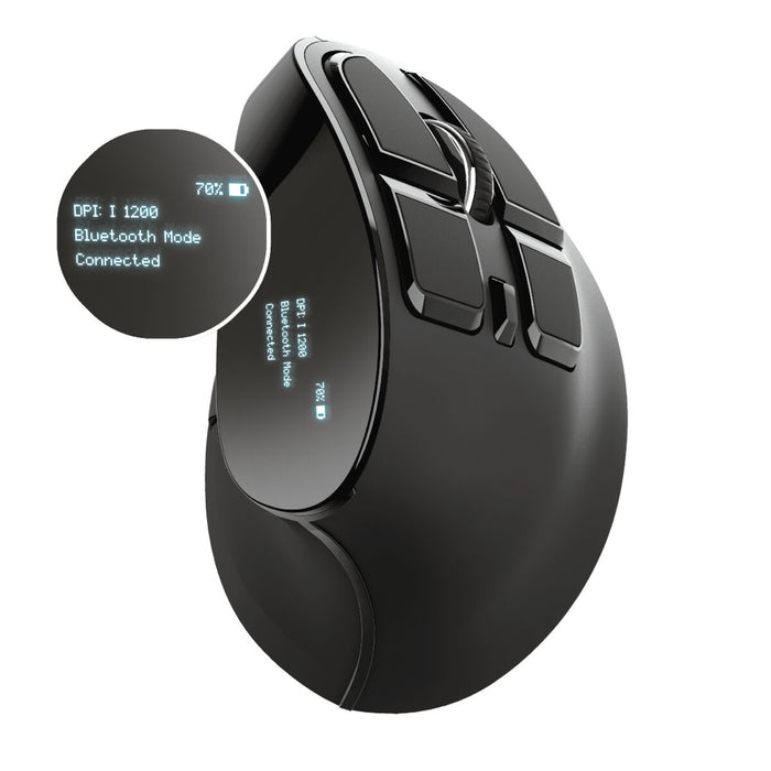 Mouse Fără Fir Trust Voxx Negru Ergonomic Vertical Bluetooth Reîncărcabil/ă