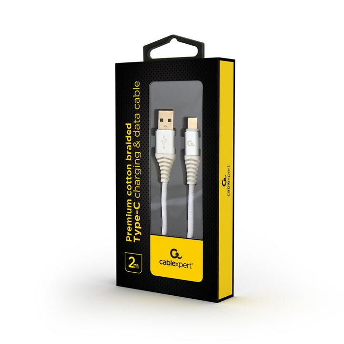 Cablu USB A la USB C GEMBIRD CC-USB2B-AMCM-2M-BW2 Alb Argintiu 2 m