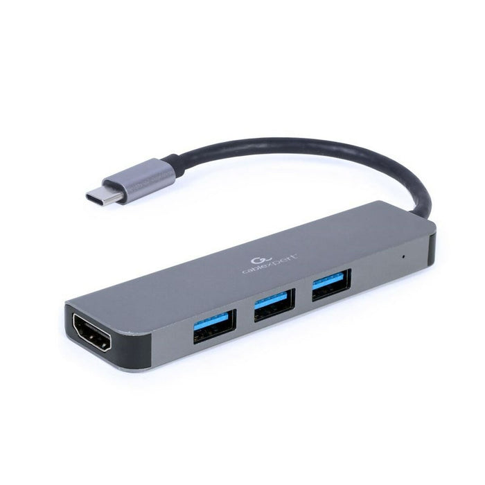 Hub USB-C 4 Porturi GEMBIRD A-CM-COMBO2-01 Alb Gri