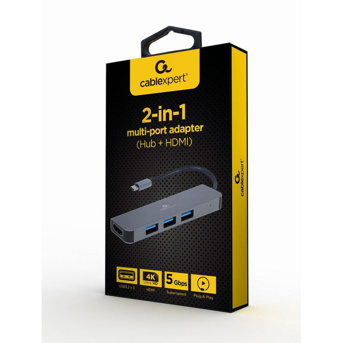 Hub USB-C 4 Porturi GEMBIRD A-CM-COMBO2-01 Alb Gri