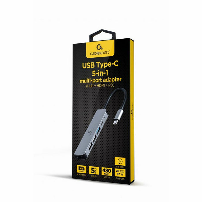 Hub USB GEMBIRD A-CM-COMBO5-03 Argintiu