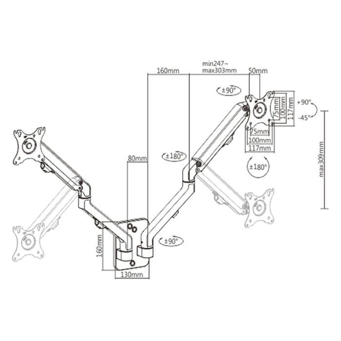 Suport de Masă pentru Ecran GEMBIRD MA-WA2-01 17" 27"