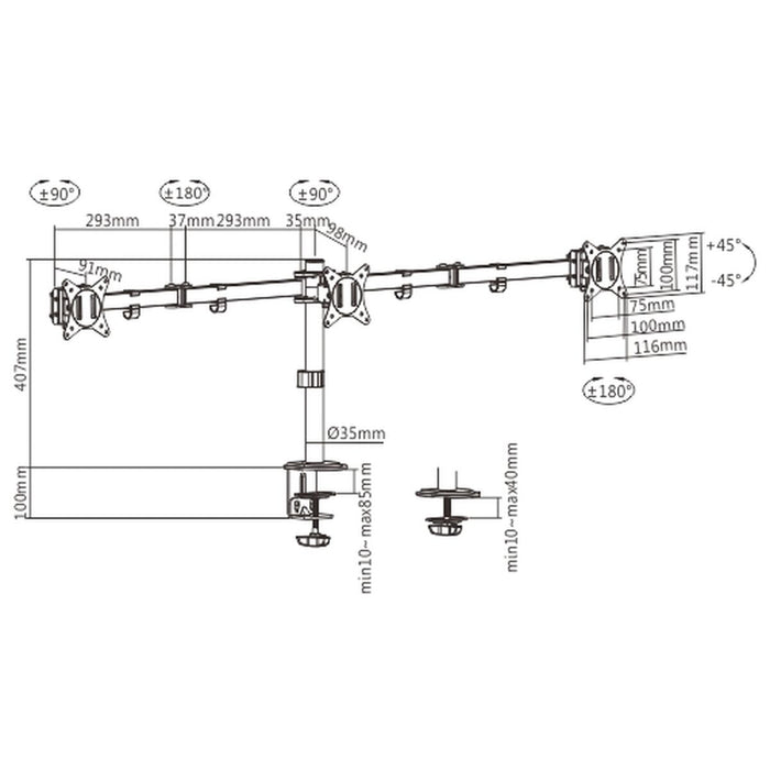Suport de Masă pentru Ecran GEMBIRD MA-D3-01 17" 27"