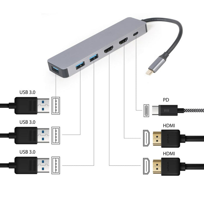 Dockstation GEMBIRD A-CM-COMBO3-03 Gri Argintiu 100 W