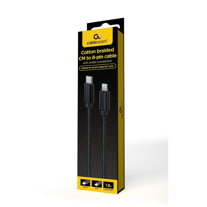 Cablu USB-C la Lightning GEMBIRD CCDB-mUSB2B-CMLM-6 Negru 1,8 m