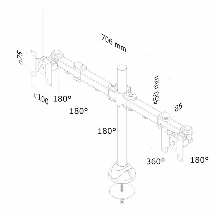 Suport de Masă pentru Ecran Neomounts Negru 27"