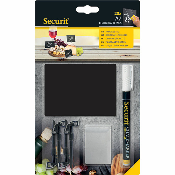 Slate Securit Cu suport Set 7,4 × 10,5 cm 20 Unități Negru