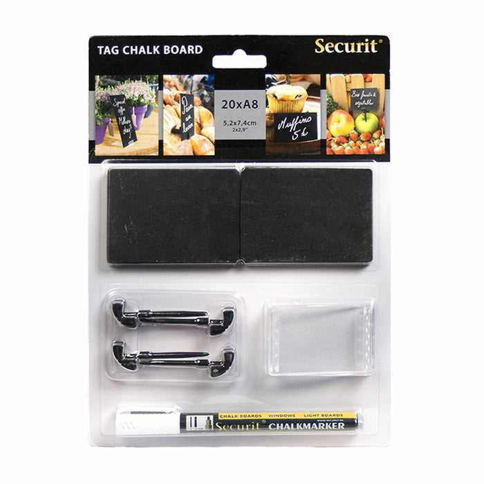 Slate Securit Cu suport Set 5,2 x 7,4 cm 20 Unități Negru