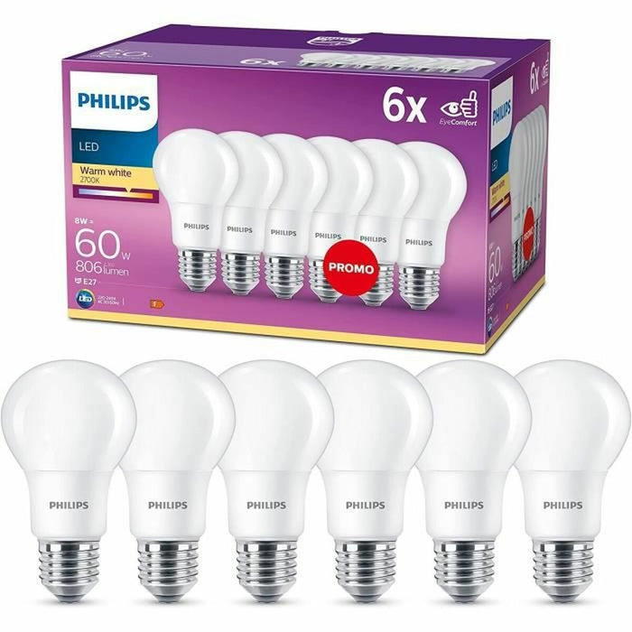 Lampă LED Philips Bombilla Alb F 8 W 60 W E27 (2700k)