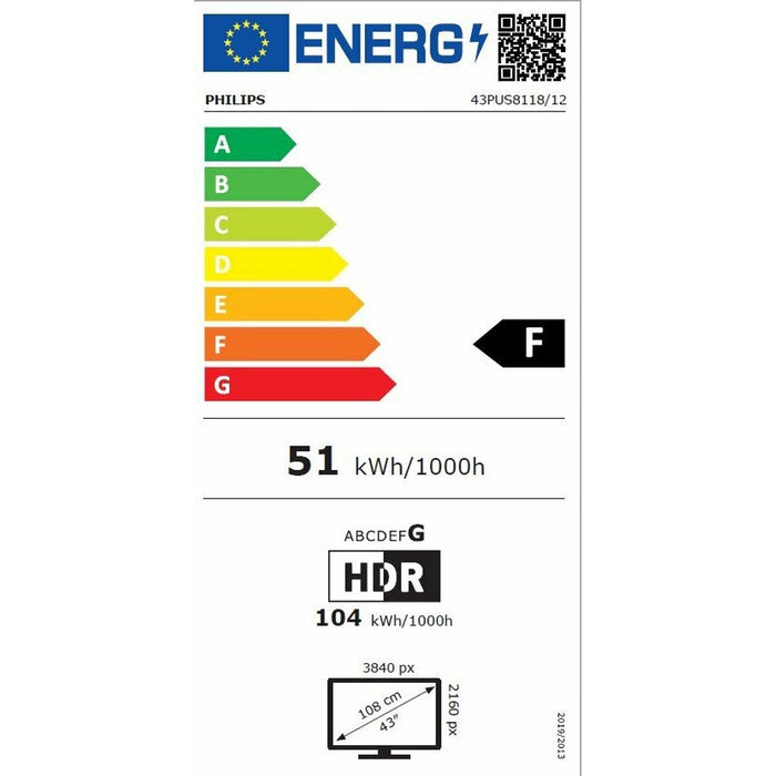 Smart TV Philips 43PUS8118/12 43" 4K Ultra HD LED HDR HDR10 Dolby Vision
