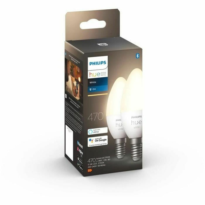 Bec LED Philips 8719514320628 Alb F E14 E27 470 lm (2 Unități)