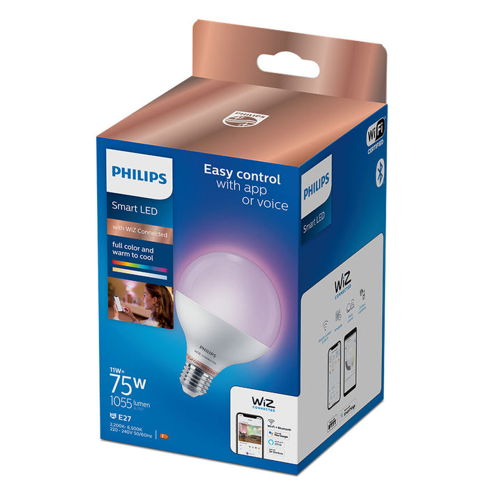 Bec LED Philips Wiz G95 Smart Full Colors F 11 W E27 1055 lm (2200K) (6500 K)
