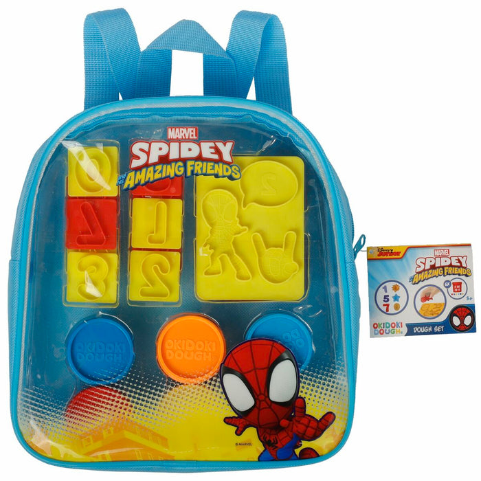 Set pentru Lucru Manual Spidey Albastru Matrițe pentru plastilină Plastilină Rucsac