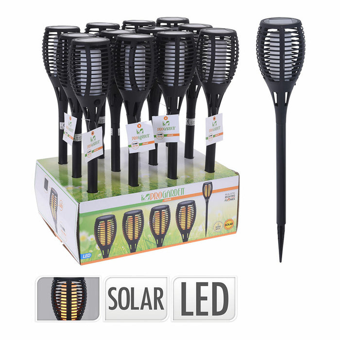 Lanternă de grădină Progarden Solar Efect de flacără Negru polipropilenă Ø 10 x 58 cm