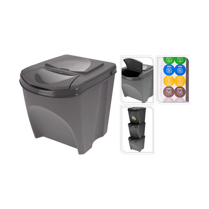 Găleată de gunoi pentru reciclare Sortibox Negru (3 x 25 l)